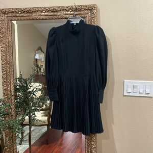 The Kooples | Black Pleated Mini Dress with Puffy Sleeves | Size: 0